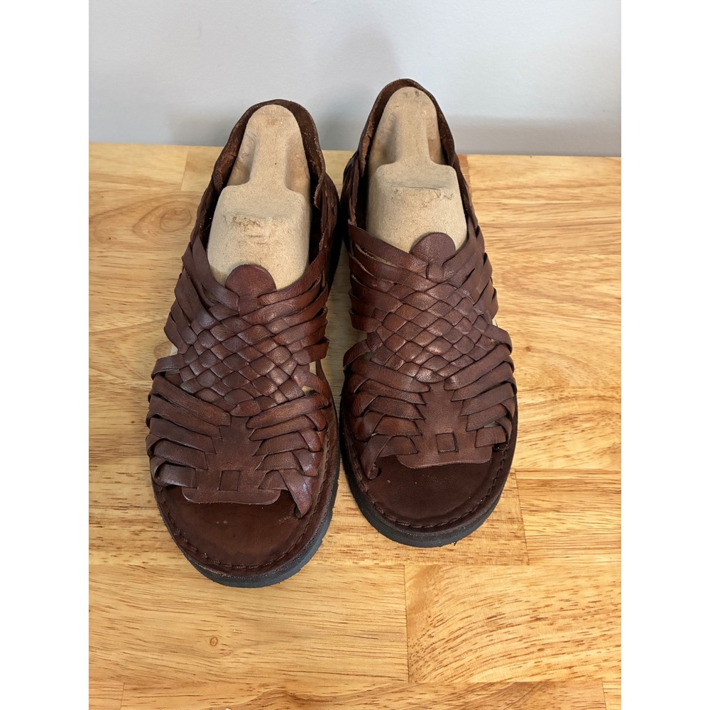 Brand X Mexico Brown Woven Leather Huarache Sandals Mens Size 7